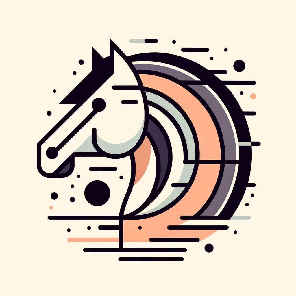 a horse, modern flat design style illustration with line elements